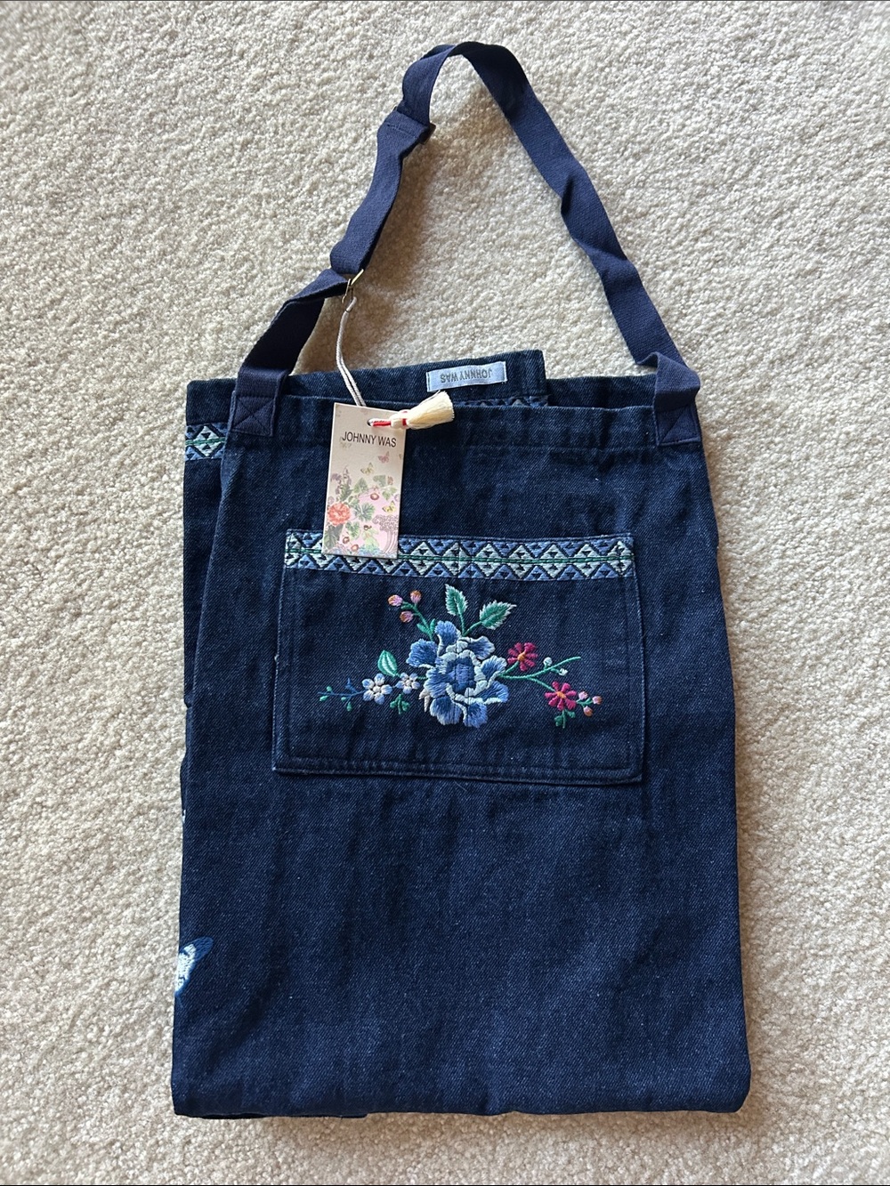 Johnny Was Taymia Embroidered Denim Apron - Picture 6 of 12